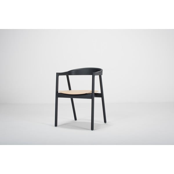 Scaun din lemn de stejar Gazzda Muna, negru-image-2