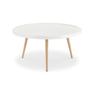 Măsuță de cafea cu picioare din lemn de fag Furnhouse Opus, Ø 90 cm, alb
