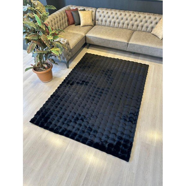 Covor negru lavabil 150x230 cm Bubble Black – Mila Home-image-3