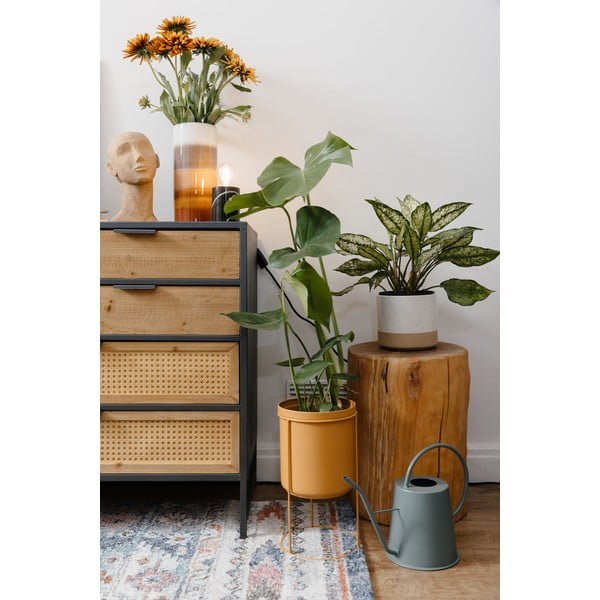 Ghiveci metalic pentru podea PT LIVING Tub, înălțime  32 cm, maro caramel-image-1