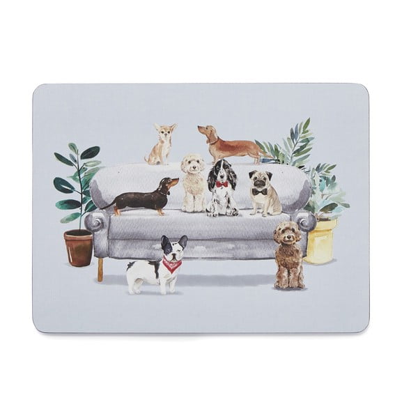 Set de 4 suporturi farfurii din plută 21.5x29 cm Curious Dogs - Cooksmart ®