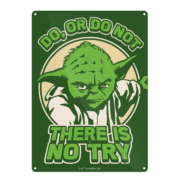 Placă decorativă Star Wars™ Yoda Try, 15 x 21 cm