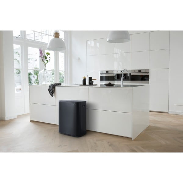 Coș de gunoi negru mat cu senzori de atingere din oțel 60 l Bo Touch Bin – Brabantia-image-1