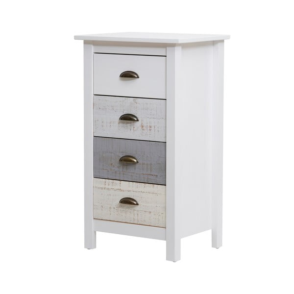 Comodă înaltă cu 4 sertare Marckeric Romantica, 46 x 80 cm, alb - gri-image-3