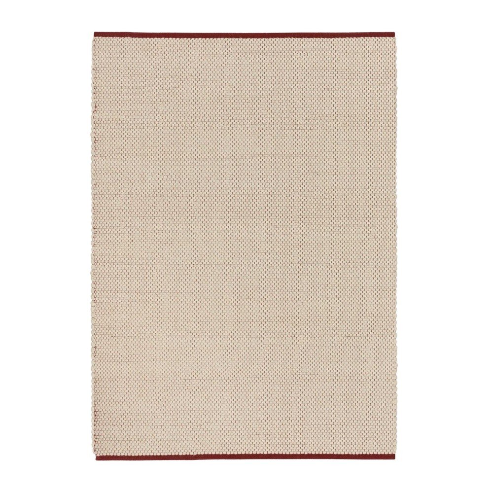 Covor roșu/bej țesut manual din lână 140x200 cm Lenu – noo.ma