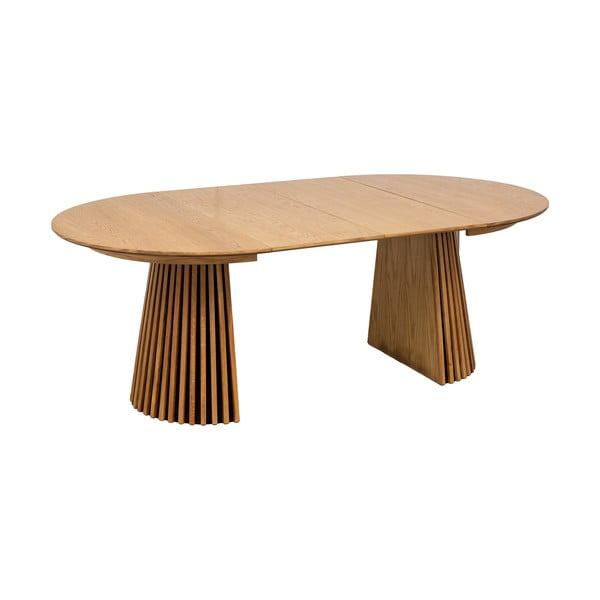 Masă de dining rotundă extensibilă cu blat cu aspect de lemn de stejar ø 120 cm Osaka – House Nordic-image-2