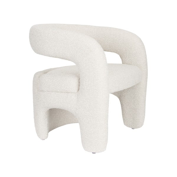 Fotoliu alb cu tapițerie din țesătură bouclé Nova – White Label