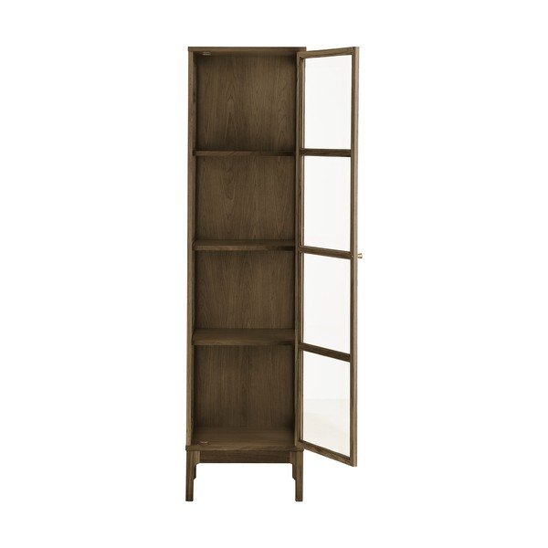 Vitrină maro închis cu aspect de lemn de stejar 47x180x40 cm Zamora – House Nordic-image-4