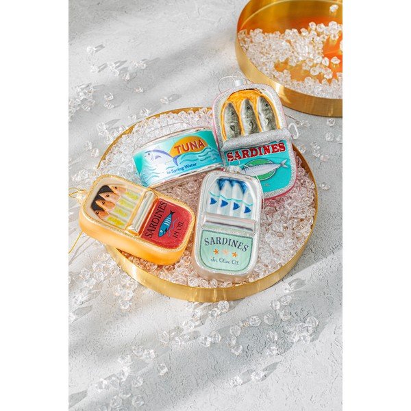 Ornament de Crăciun din sticlă 7 cm Can of Sardines – Sass & Belle-image-1