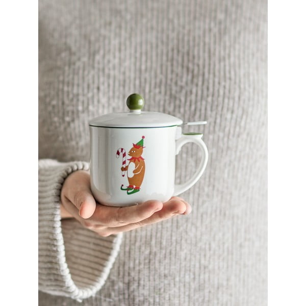 Cană crem cu filtru din gresie 300 ml  cu model de Crăciun Valentin – Bloomingville-image-2