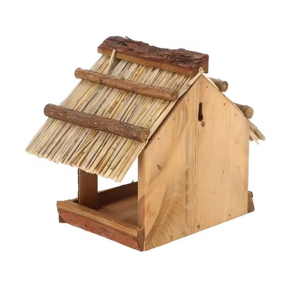 Suport pentru hrănit păsări cu acoperiș din paie Esschert Design, înălțime 22,8 cm-image-1