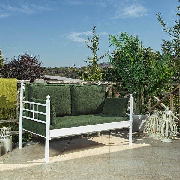 Canapea de grădină verde din metal Manyas – Floriane Garden-image-1