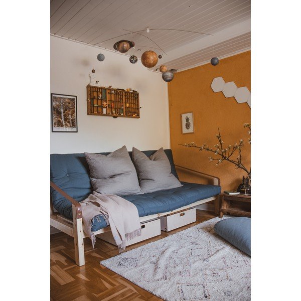 Canapea galben-muștar extensibilă cu tapițerie din catifea reiată  204 cm Poetry – Karup Design-image-4