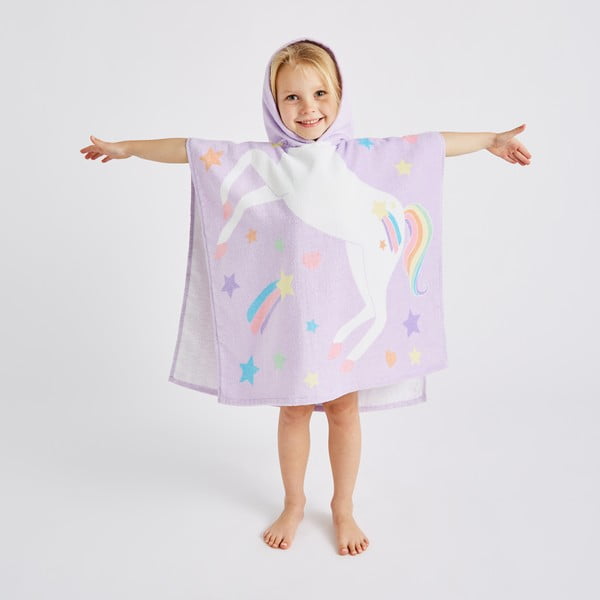 Poncho pentru copii mov din bumbac Unicorn – Catherine Lansfield-image-1