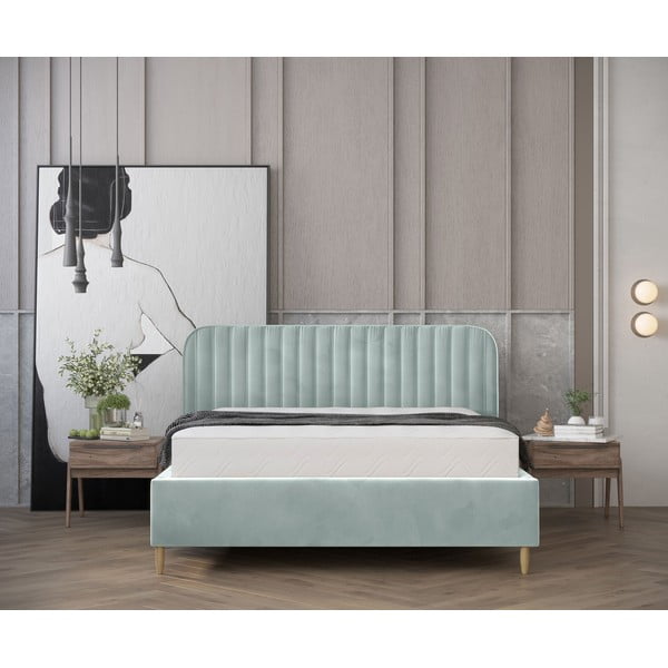 Pat verde mentă tapițat cu spațiu de depozitare cu somieră 120x200 cm Noto – Maison de Rêve-image-4