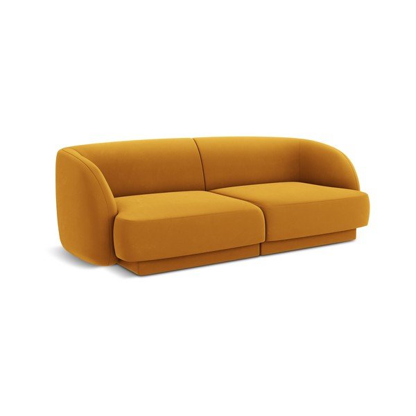 Canapea galben-muștar cu tapițerie din catifea 184 cm Miley  – Micadoni Home-image-2