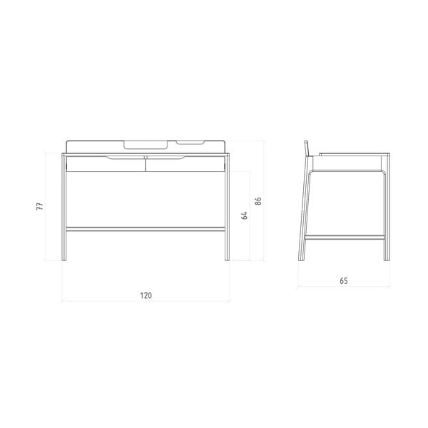 Birou din lemn   de stejar 65x120 cm Twig – The Beds-image-4