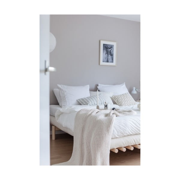 Pat dublu din lemn de pin cu saltea Karup Design Pace Double Latex Natural/Natural, 180 x 200 cm-image-3