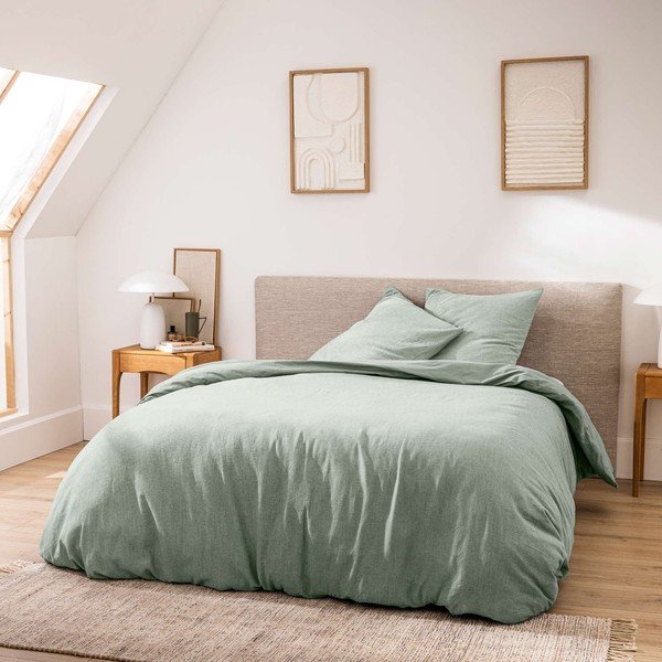Lenjerie de pat verde din bumbac pentru pat dublu/extinsă cu 3 piese 240x220 cm Meline – douceur d'intérieur