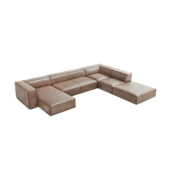 Colțar maro deschis cu tapițerie din piele (cu șezlong pe partea dreaptă) Madame – Windsor & Co Sofas-image-2