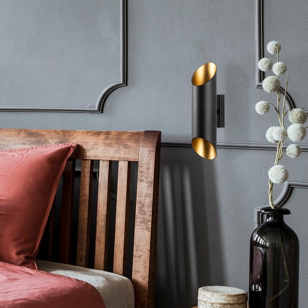 Aplică de perete neagră/aurie ø 8 cm Cut – Opviq lights-image-3