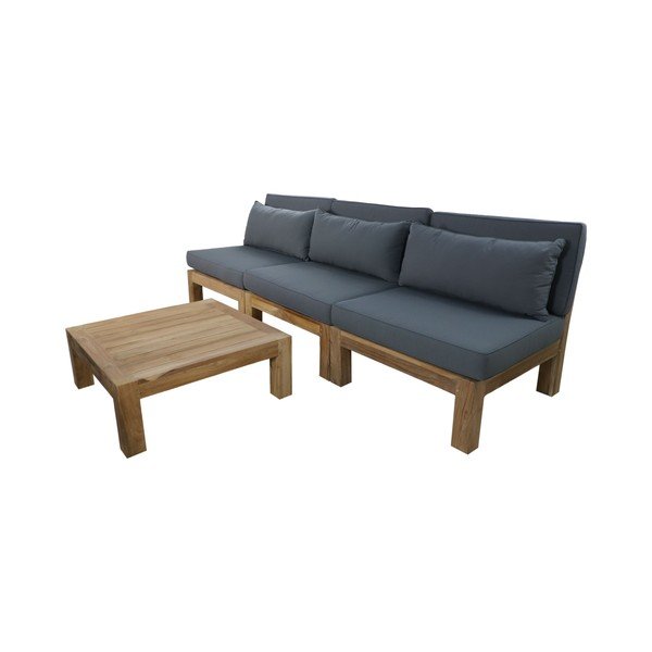 Set mobilier de grădină gri din lemn de tec pentru trei persoane Aruba - HSM collection-image-1