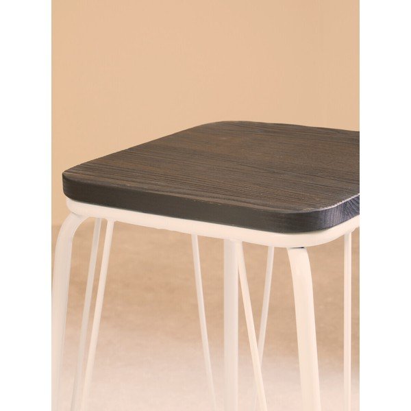Scaun tip taburet alb/în culoare naturală închisă din lemn de ulm District – Premier Housewares-image-4