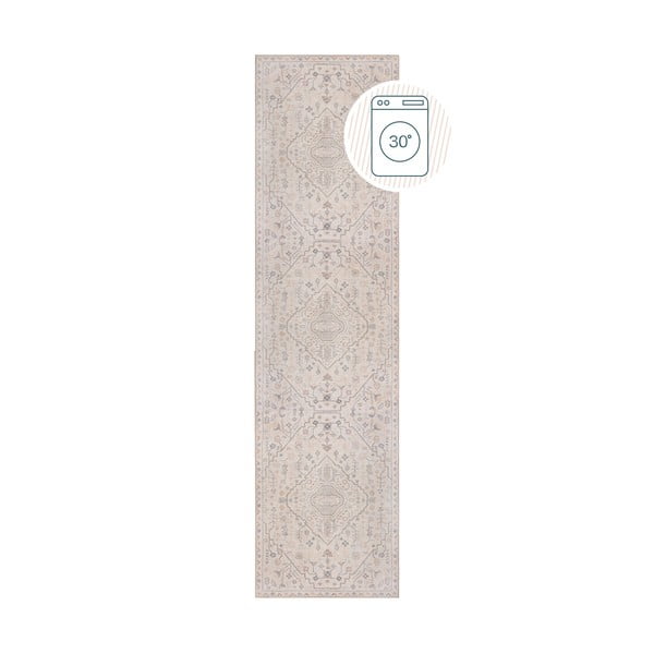 Covor tip traversă crem lavabil 60x230 cm Teo Traditional – Flair Rugs