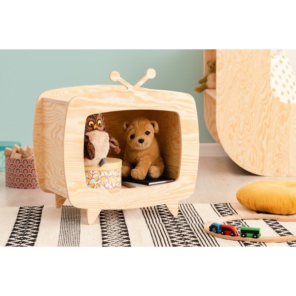 Bibliotecă pentru copii în decor de pin în culoare naturală 90x60 cm - Adeko-image-1