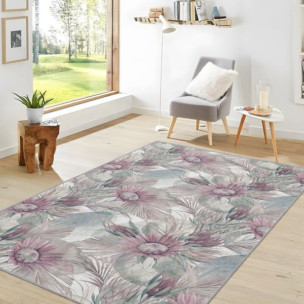 Covor mov/gri lavabil 160x230 cm Dusty Flowers – Mila Home-image-1