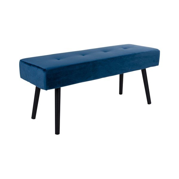 Bancă cu tapițerie de catifea House Nordic Skiby, 100 x 35 cm, albastru închis-image-1