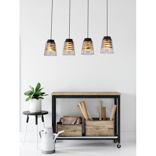 Lustră neagră cu abajur din sticlă 15.5x84 cm Fresno – Candellux Lighting-image-1