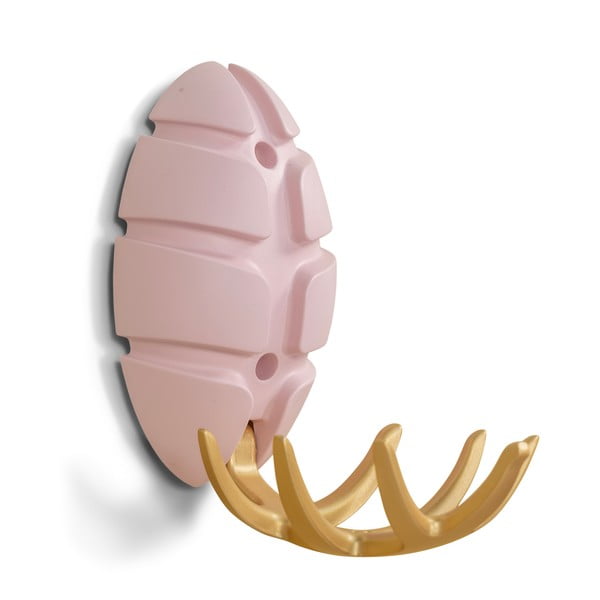 Cârlig roz deschis/auriu de montat pe perete din plastic Bug – Spinder Design-image-2
