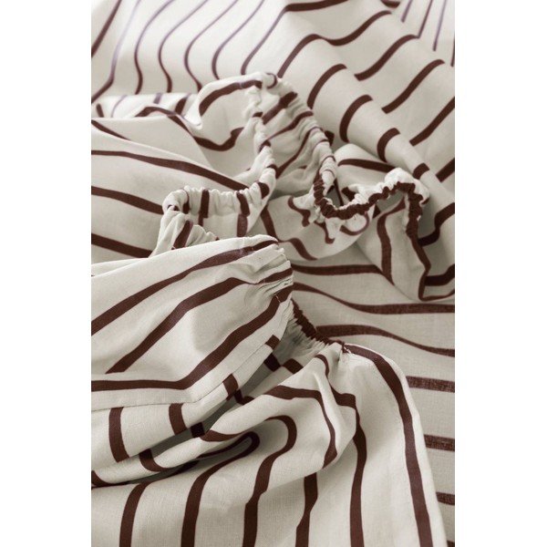 Cearceaf crem/maro închis din bumbac organic cu elastic 90x200 cm Sima – Jotex