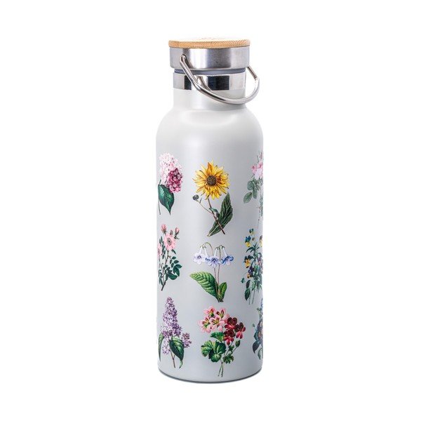 Sticlă gri deschis de călătorie din oțel inoxidabil 425 ml Vintage Flowers – Sass & Belle