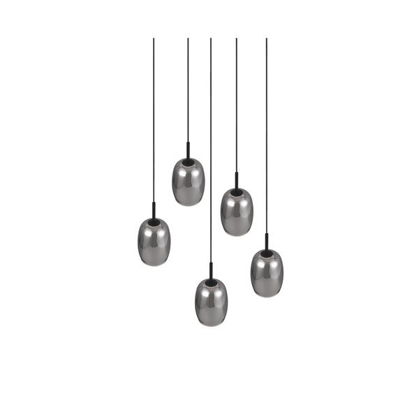 Lustră negru-argintiu  cu abajur din sticlă ø 48 cm Barret – Trio Select-image-1