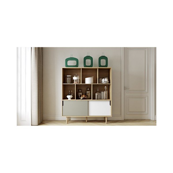 Bufet TemaHome Dann Oak, alb - gri-image-1