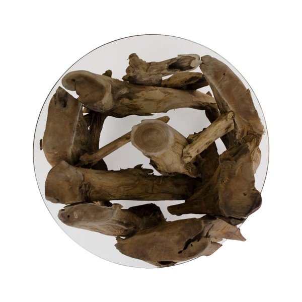 Măsuță de cafea maro rotundă cu blat din sticlă ø 60 cm Grand Canyon – House Nordic-image-2