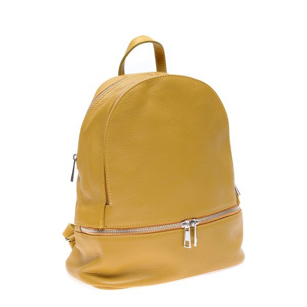Rucsac din piele cu fermoar Anna Luchini, galben-image-2