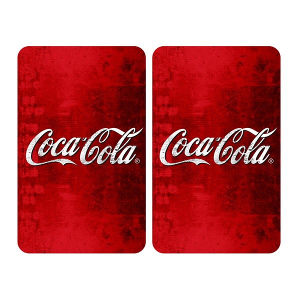Set 2 protecții din sticlă pentru aragaz Wenko Coca-Cola Classic, 52 x 30 cm