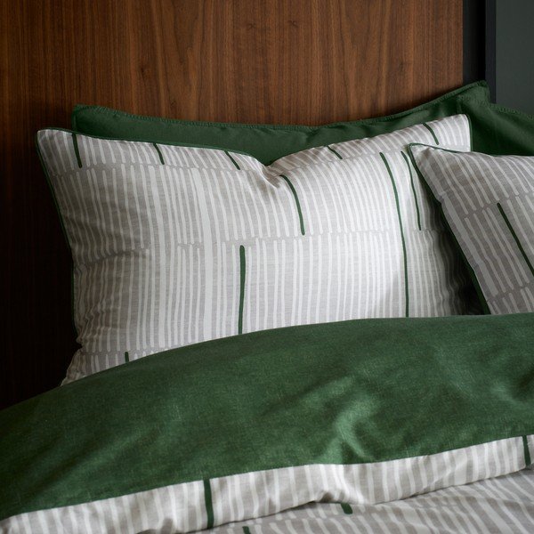 Lenjerie de pat verde/gri din bumbac pentru pat de o persoană 135x200 cm Camden Stripe – Content by Terence Conran-image-1