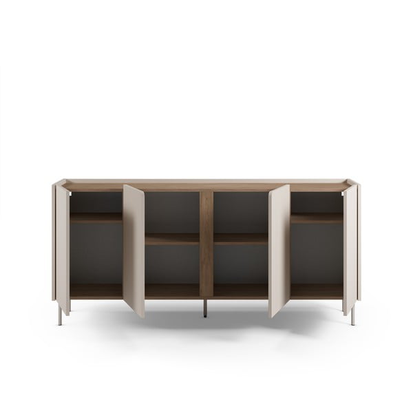 Comodă crem/în culoare naturală cu aspect de lemn de stejar 180x82x40 cm Lucile – Marckeric-image-3