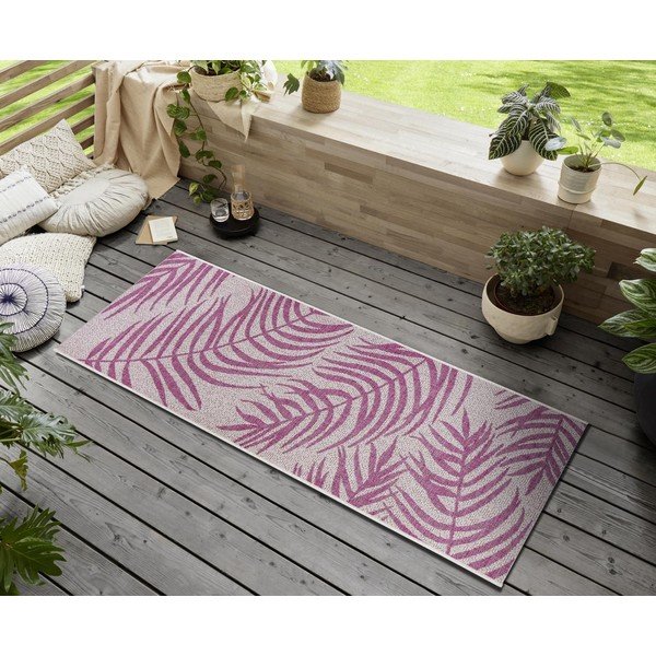 Covor adecvat pentru exterior NORTHRUGS Palmera, 70 x 300 cm, roz - bej-image-1