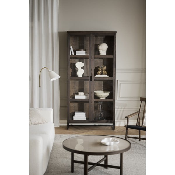 Vitrină maro din lemn masiv de stejar 95x195 cm Everett – Rowico-image-3