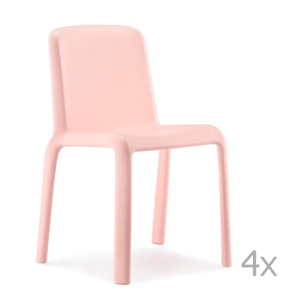 Set 4 scaune pentru copii Pedrali Snow Junior, roz