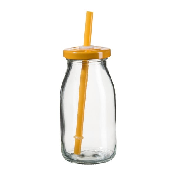 Sticlă cu capac și pai SUMMER FUN II, 200 ml, portocaliu portocaliu