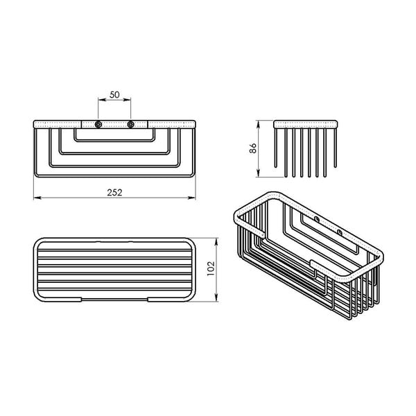 Raft pentru baie argintiu de montat pe perete din oțel inoxidabil Gedy Smart – Sapho-image-1