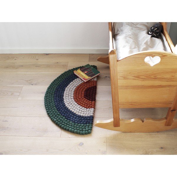 Covor cu bile din lână, pentru camera copiilor Wooldot Ball Rugs Rainbow Green-image-3