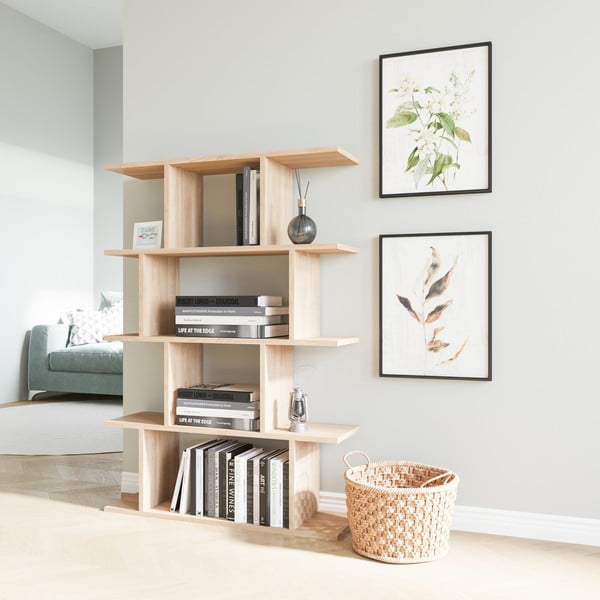 Bibliotecă cu aspect de lemn de stejar 90x127 cm Harmon – Kalune Design-image-1
