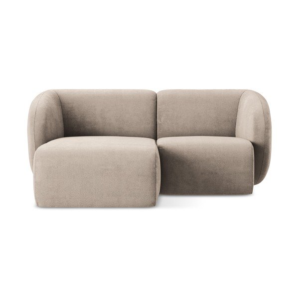 Colțar maro deschis cu tapițerie din chenille (cu colț pe partea stângă/cu șezlong) Lani – Makamii